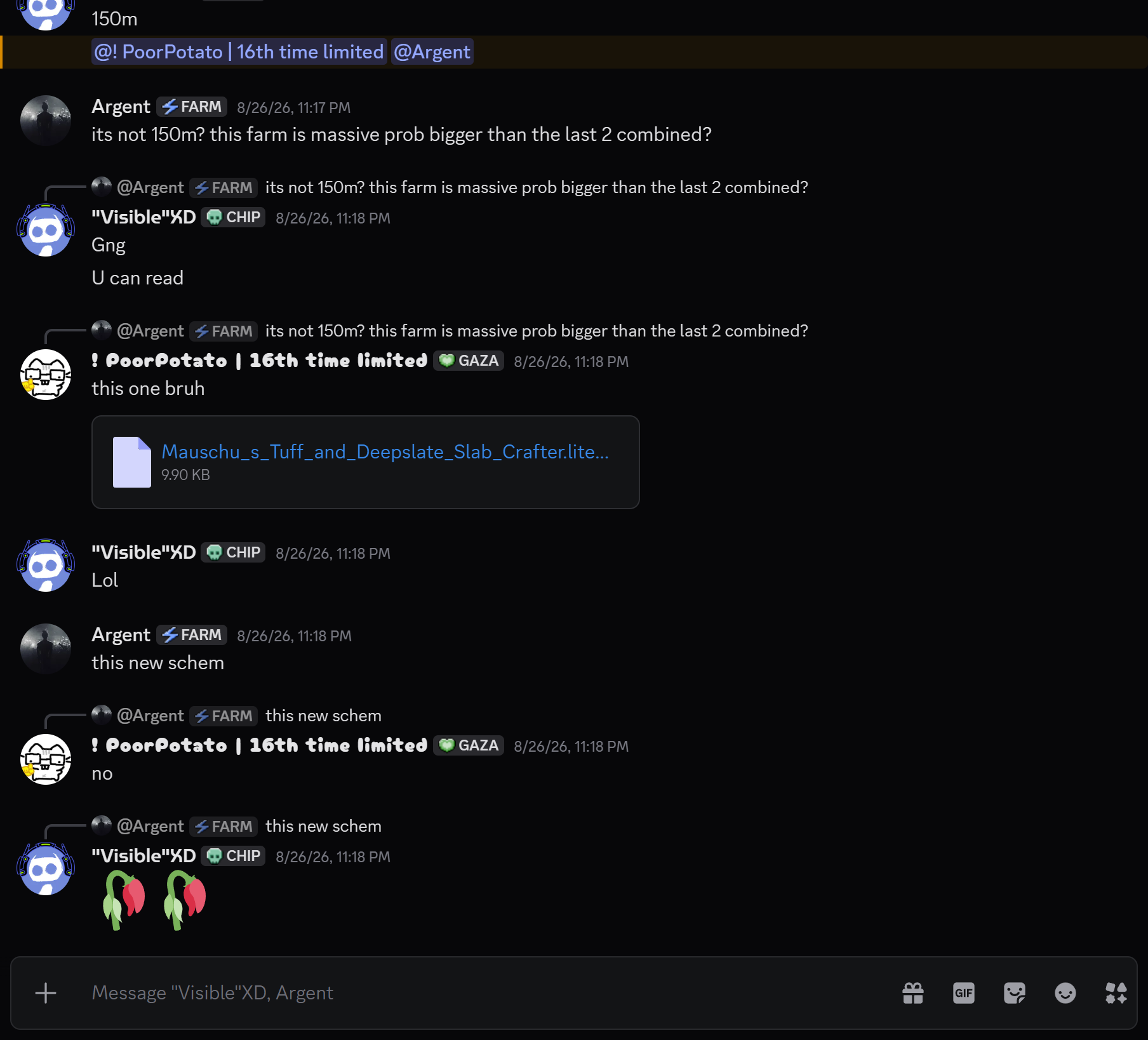Chat excerpt 27: Schematic confirmation and 150M agreement.