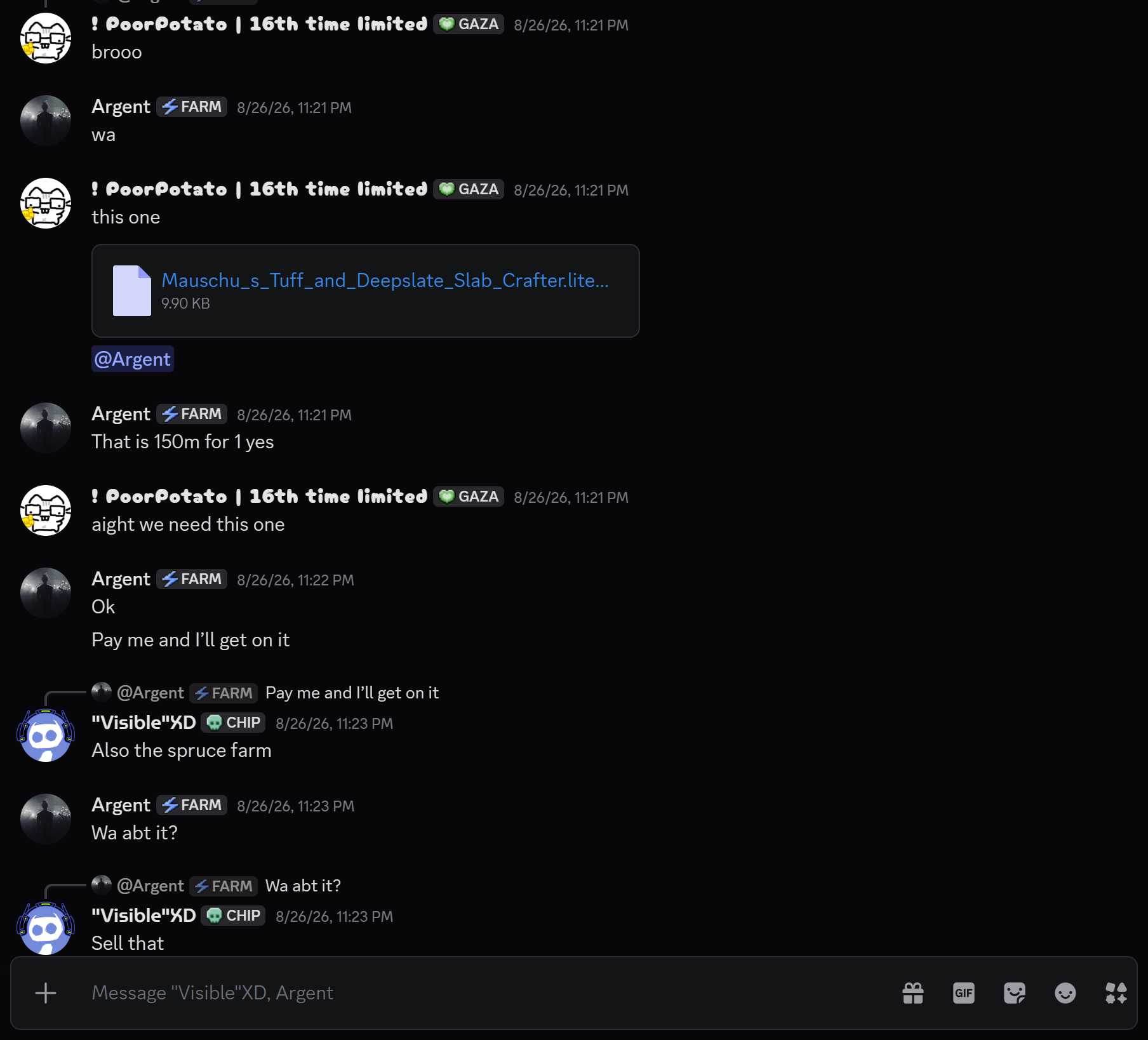 Chat excerpt 29: Schematic confirmation and 150M agreement.