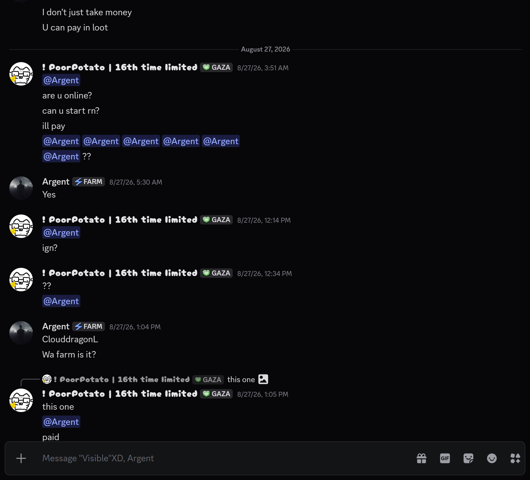 Chat excerpt 32: Payment verification and build instructions.